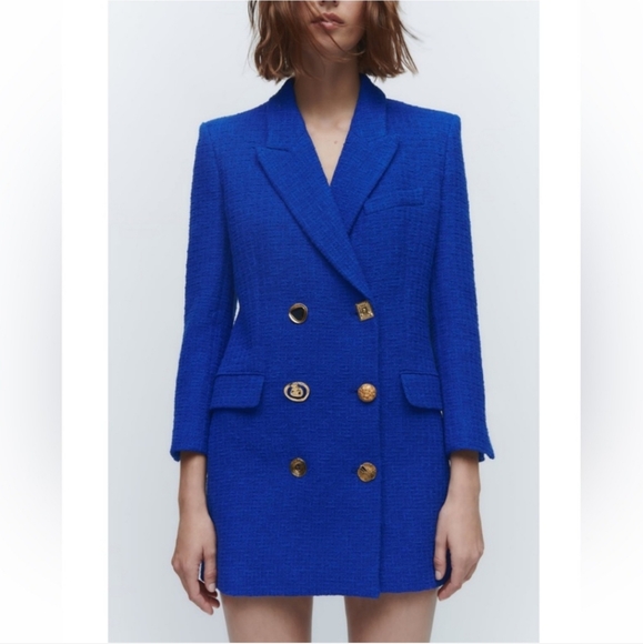 ZARA TWEED  TEXTURED  BLAZER DRESS SIZE S - Picture 6 of 15